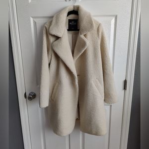 Fabric lined teddy bear coat creme color L